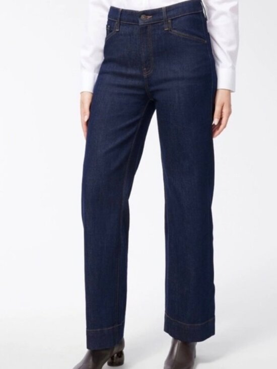 Chico's Denim - Chico’s Trouser Jean Womens 16 High Rise Chestnut Rinse Indigo Dark Wash NWT